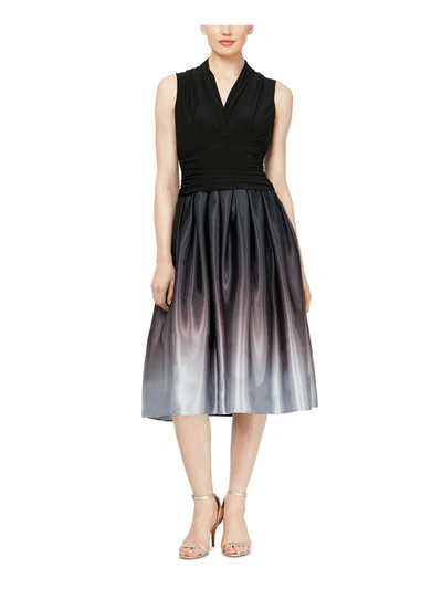 Slny Womens Ruched Glitter Cocktail And Party Dress In Black