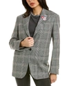 Golden Goose Golden Single Breasted Tom Boy Blazer Prince Of Wales Wool In Black