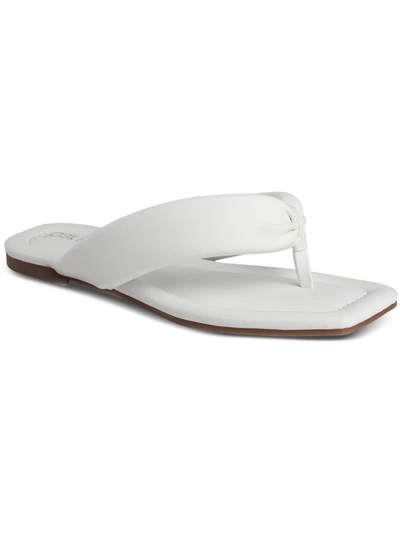 Bar Iii Cloverr Womens Faux Leather Padded Insole Thong Sandals In White