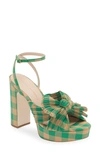 Loeffler Randall Natalia Platform Sandal In Green/ Butterscotch Gingham