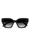 Alexander Mcqueen Acetate Cat-eye Sunglasses W/ Logo Detail In 001 Shiny Solid B