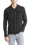 John Varvatos Arvon Cotton Snap-up Western Shirt In Mineral Black