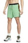 Nike Men's Trail Second Sunrise Dri-fit 5" Brief-lined Running Shorts In Green/ Olive/ White