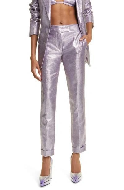 Tom Ford Iridescent Sable Tailored Pants In Light Viol