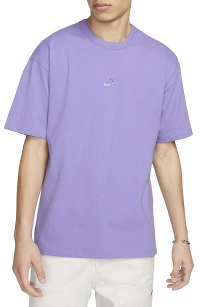 Nike Sportswear Premium Essentials Logo-embroidered Cotton-jersey T-shirt In Purple
