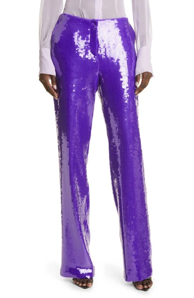 Laquan Smith Sequined Trousers In Purple