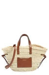 Isabel Marant Mini Cadix Woven Straw Tote In Natural/ Cognac