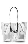 Allsaints Allington Metallic Tote In Silver
