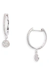 Meira T 14k White Gold Diamond Dangle Hoop Earrings