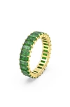 Swarovski Crystal Baguette Cut Green Matrix Ring In Green