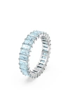 Swarovski Matrix Band Ring Rhodium Shiny Aquamarine In Blue