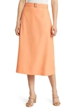 Misook Belted Patch Pocket A-line Midi Skirt In Citrus Blossom