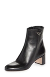 Prada Triangle Logo-plaque Ankle Boots In Black