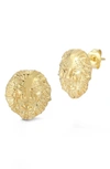 Chloe & Madison 14k Gold Plated Sterling Silver Lion Head Stud Earrings In Gold