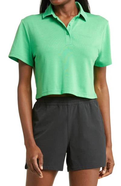 Outdoor Voices Birdie Cropped Polo Shirt In Green