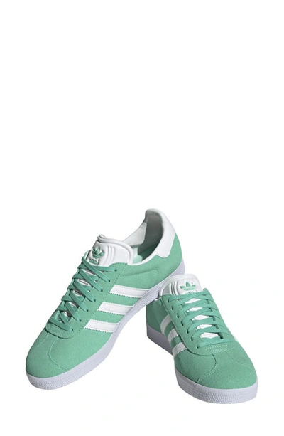 Adidas Originals Gazelle Sneaker In Mint/ White/ Gold Metallic