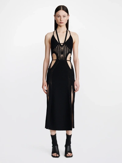 Dion Lee Crochet Halterneck Midi Dress In Black