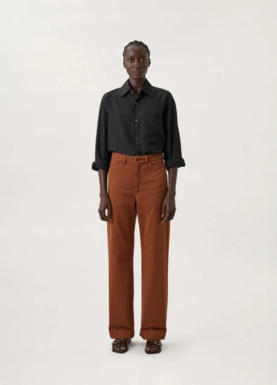 Lemaire Cropped Straight-leg Trousers In Brown