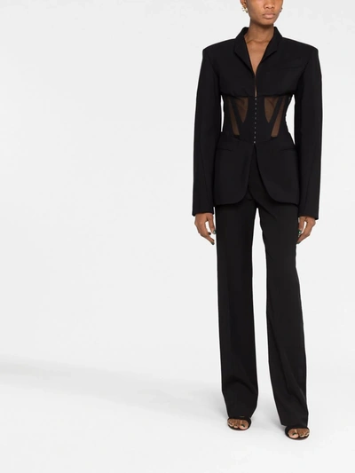 Mugler Women Cut Out Detail Blazer In Black/black B1999