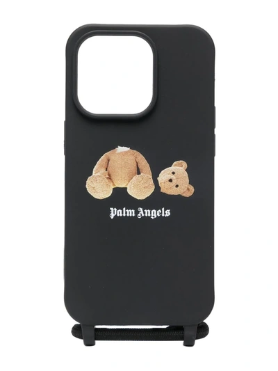Palm Angels Pa Bear Iphone 14 Pro Cover In 1060 Black Brown