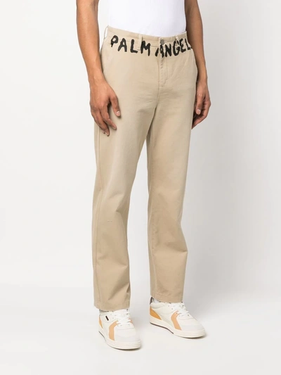 Palm Angels Chinos With Print In 6110 Beige Black