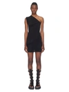 Rick Owens Black One-shoulder Draped Top In Stretch Cupro Woman In 09 Black