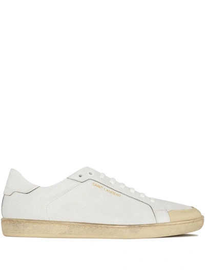 Saint Laurent Chalk Leather Sl/39 Sneakers In 9377 Bl Opt