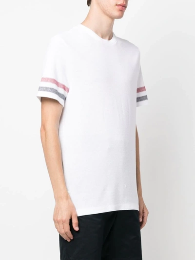 Thom Browne Gestricktes T-shirt Mit Streifen In 100 White