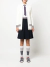 Thom Browne Rwb Stripe Ribbed Cardigan In 100 White