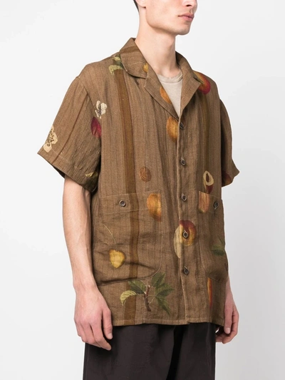 Uma Wang Nature-print Short-sleeve Shirt In Uw240 Mustard
