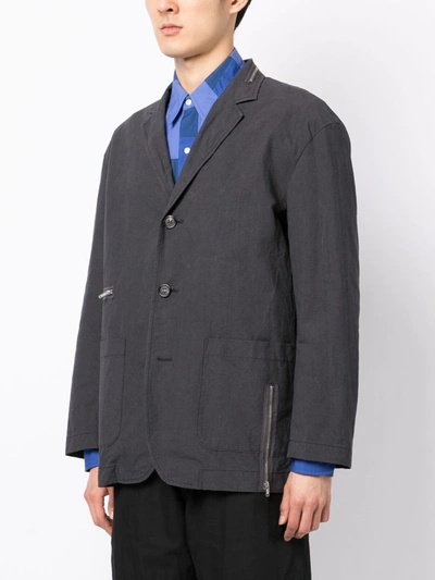 Undercover Zip-detail Single-breasted Button Blazer In Multicolor