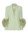 LAPOINTE BROAD SHOULDER BLAZER WITH FEATHERS
