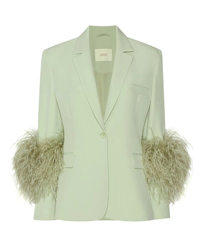 Lapointe Broad Shoulder Blazer With Feathers In Mint