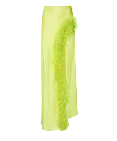 Lapointe Feather Asymmetrical Skirt In Lime
