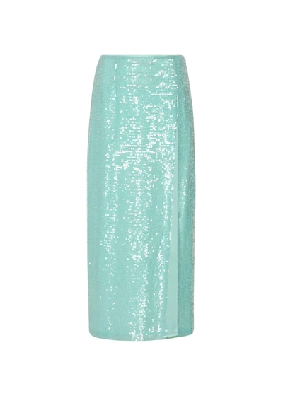 Lapointe Sequin Skirt With Slit In Aqua