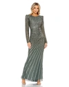 Mac Duggal Women's Embellished Puff Sleeve Side Knot Gown In Slate Grey
