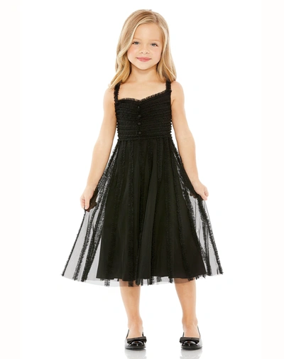 Mac Duggal Girls Sleeveless Ruffle Tiered Mini Dress In Black
