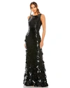 Mac Duggal Sleeveless Disc Sequin Gown In Black