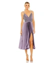 Mac Duggal Slim Strap Ruched Top Heat Pleated Dress In Vintage Lilac