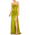 Mac Duggal Strapless Embellished Sweet Heart Neckline Satin Gown In Apple Green