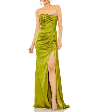 MAC DUGGAL STRAPLESS EMBELLISHED SWEETHEART NECKLINE SATIN GOWN