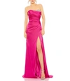 Mac Duggal Strapless Embellished Sweet Heart Neckline Satin Gown In Magenta