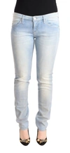 Acht Light Blue Washed Cotton Low Waist Skinny Denim Jeans In Light Blue