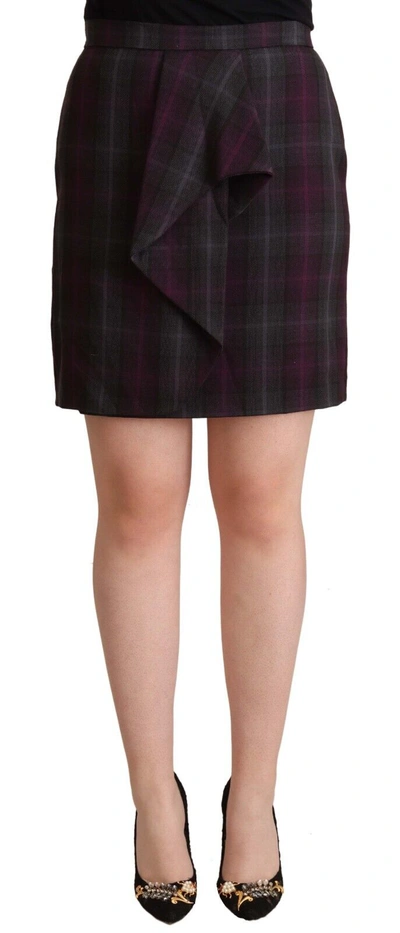 Bencivenga Multicolor Checkered Ruffle High Waist Mini Skirt