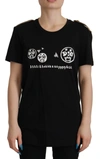 Dolce & Gabbana Black Logo Motive Crewneck Cotton T-shirt In Black
