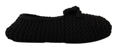 DOLCE & GABBANA DOLCE & GABBANA ELEGANT BLACK WOOL KNIT BALLET WOMEN'S FLATS