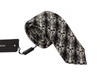 DOLCE & GABBANA DOLCE & GABBANA BLACK WHITE FLOWER 100% SILK PRINT ADJUSTABLE ACCESSORY MEN'S TIE