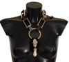 Dolce & Gabbana Gold Brass Sicily Crystal Robe Statement Necklace In Gold