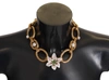 DOLCE & GABBANA DOLCE & GABBANA GOLD WHITE LILY FLORAL CHAIN STATEMENT WOMEN'S NECKLACE