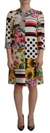 Dolce & Gabbana Patchwork Print Charmeuse Dress In Multicolor